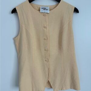 Paper Heart Sleeveless Button-Down Top in Beige